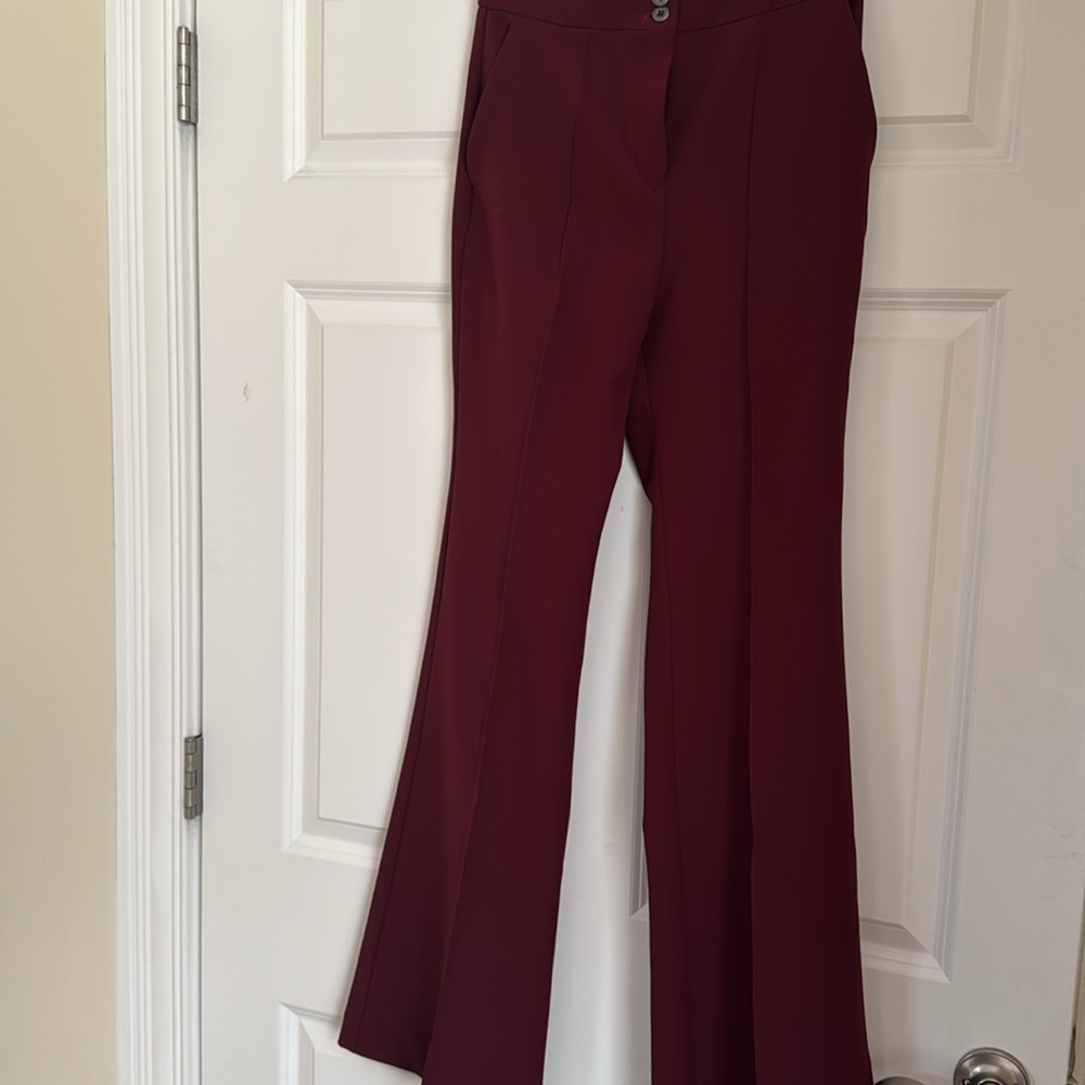 Express Wine Ruby Red Super High Waisted Rise Fla… - image 4